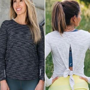 Zyia Activewear Lot- 2 Split back Workout Long Sleeve Tops Sz Small